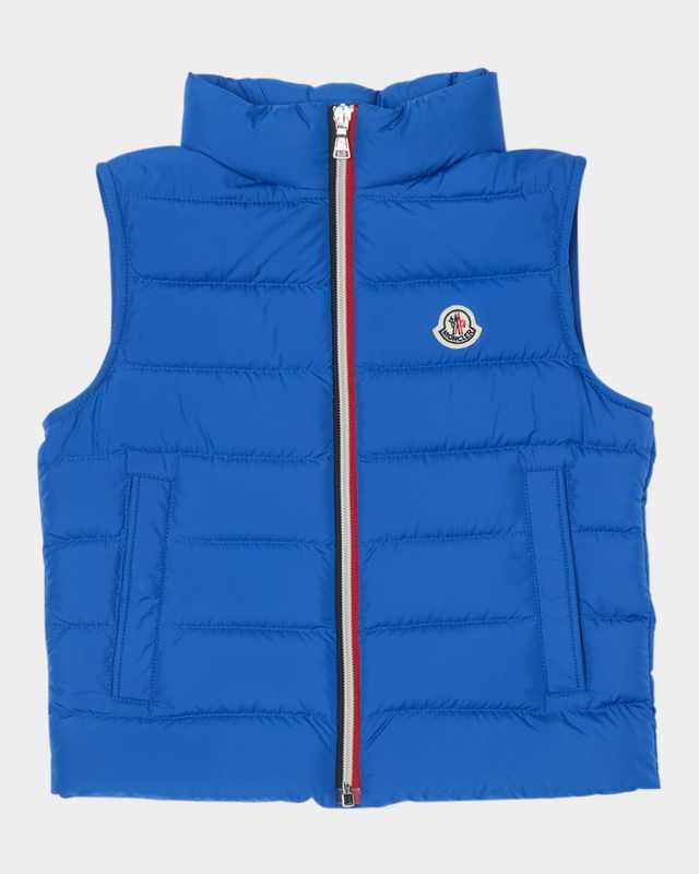 Boy's Ertavete Tricolor-Trim Down Vest, Size 8-